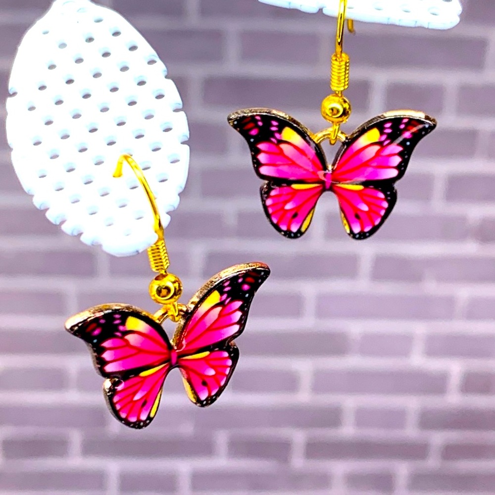 Pink Butterfly Earrings